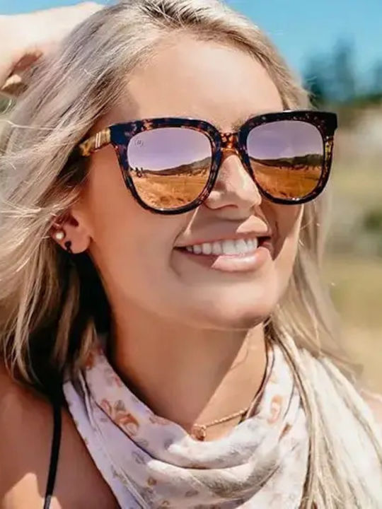 Smith Unisex Sunglasses with Pink Tartaruga Horn-Rimmed Frame and Pink Polarized Mirror Lens