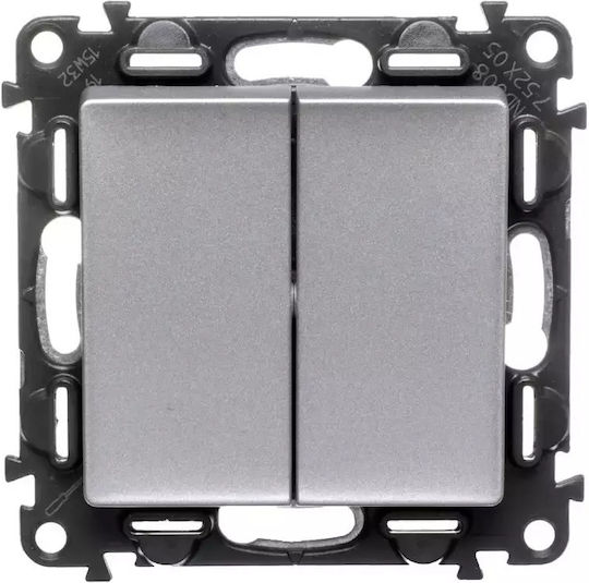 Legrand Valena Life Recessed Wall Switch Lighting Two-Way without Frame Aluminium
