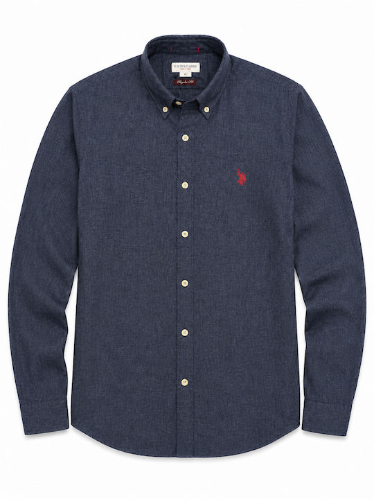 Alen Langärmeliges Leinenhemd Marineblau