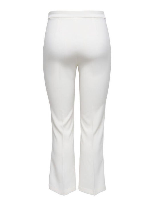 Damen Stoff Capri Hose Ausgestellt Beige