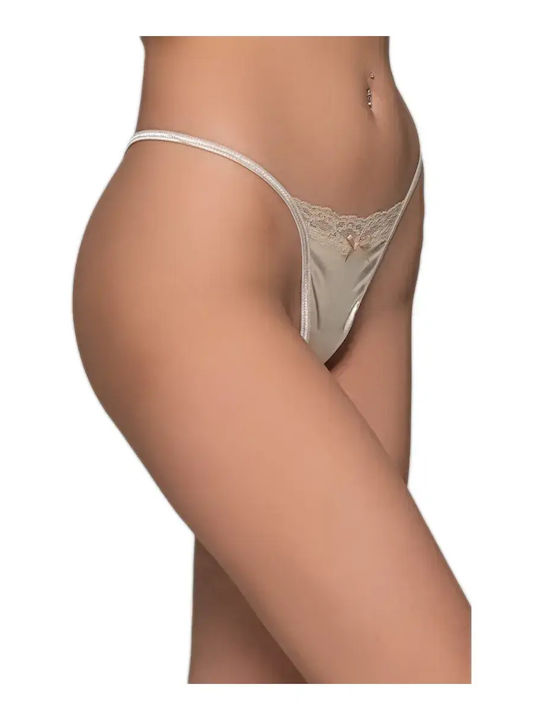 Γυναικείο String με Δαντέλα Μπεζ