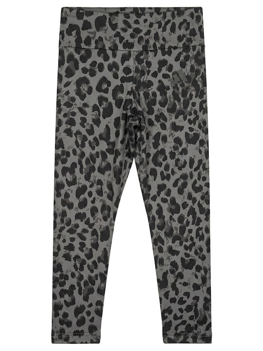 Kids Leggings Athletic Long Grey Animal