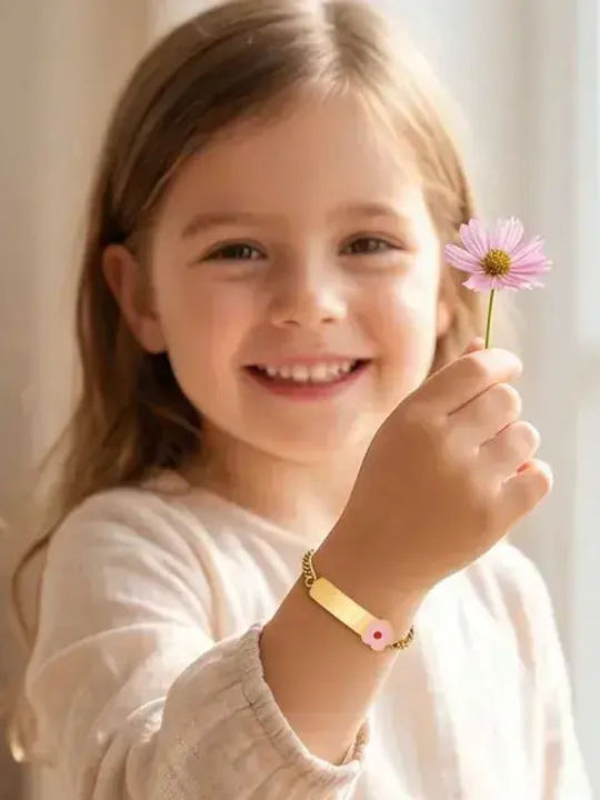 Children's Identity Bracelet Hypoallergenic Steel 316l Gold Bode 03117