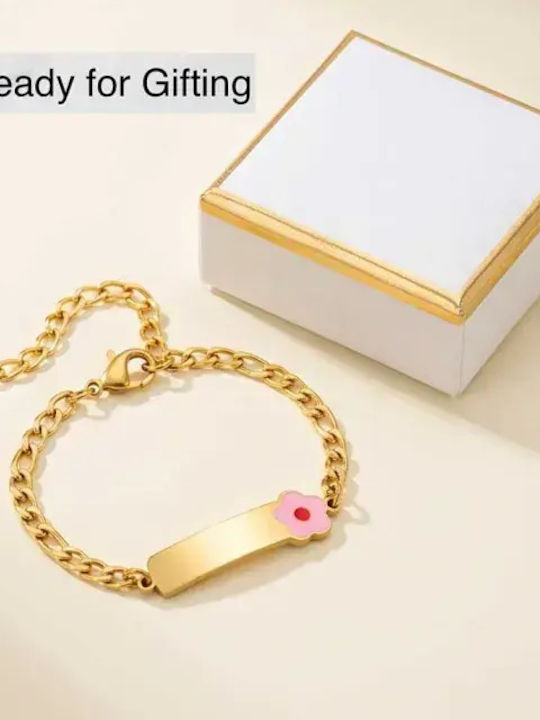 Children's Identity Bracelet Hypoallergenic Steel 316l Gold Bode 03117