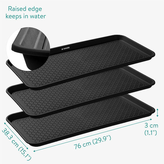 Navaris Husă De Depozitare Din Plastic Pentru Pantofi În Culoare Neagră 76x38x3cm 3 Bucăți