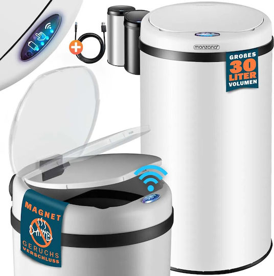 Monzana Coș De Gunoi Inox Gri 30L Monzana Coș De Gunoi Inox Gri 30L