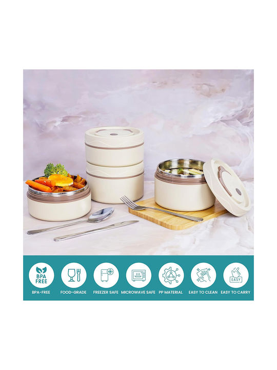 Belle Vous Set Lunch Boxes Inox Thermo Grey 25x13cm 4 Pieces