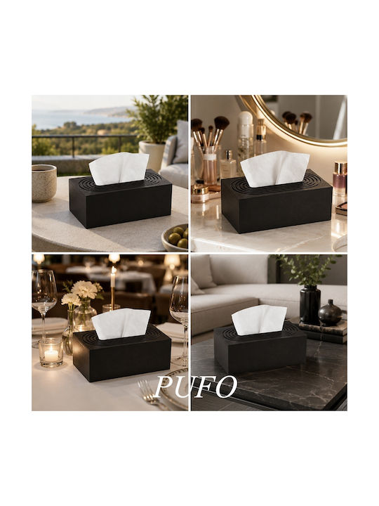 Wooden Black Napkin Holder 25x14cm