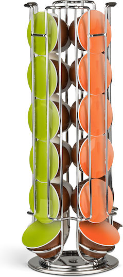 Dolce Gusto Coffee Capsule Holder 24 Capsules Rotating Metal Chrome Kitchen Organizer