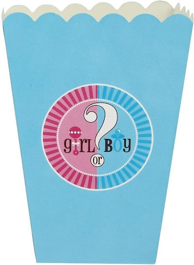 Set 6 Cutii De Popcorn Pentru Gender Reveal Alista Home Fata Baiat Carton 13 X 9 Cm Roz Albastru