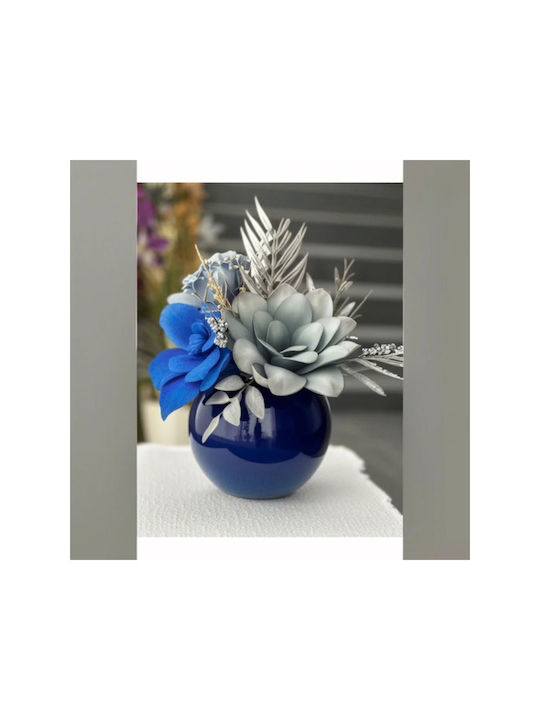 SteweHome Διακοσμητικό Βάζο Γυάλινο Μπλε