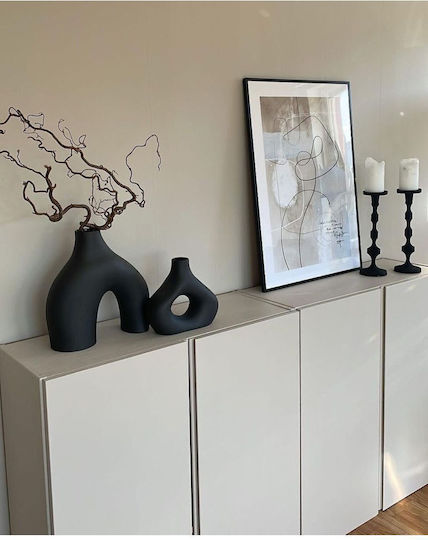 SteweHome Set Vaze Decorative Ceramice Negre 2 Bucăți
