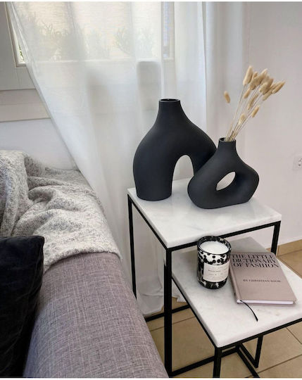 SteweHome Set Vaze Decorative Ceramice Negre 2 Bucăți