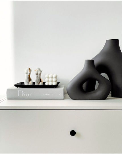 SteweHome Set Vaze Decorative Ceramice Negre 2 Bucăți