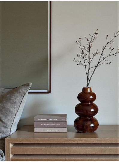 SteweHome Wooden Brown Vase Y20cm