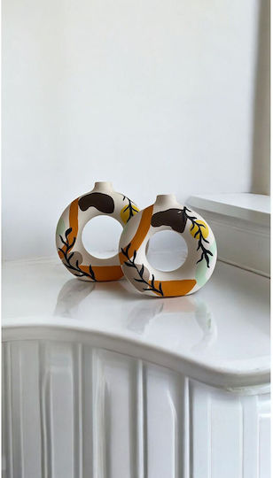 SteweHome Set Vaze Decorative Ceramice Bej 2 Bucăți
