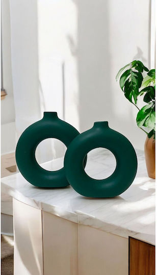 SteweHome Set of Wicker Green Vases 17x17xH19cm 2 Pieces