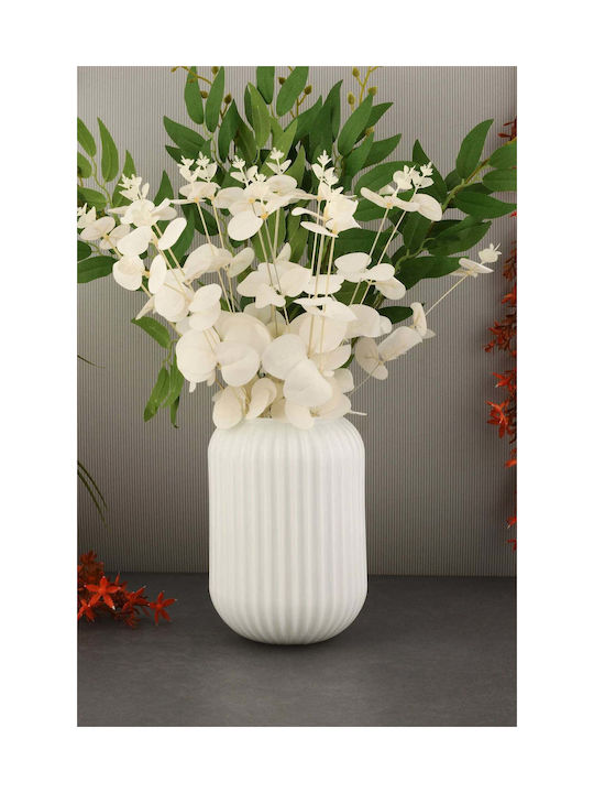 SteweHome Decorative White Glass Vase Y20cm