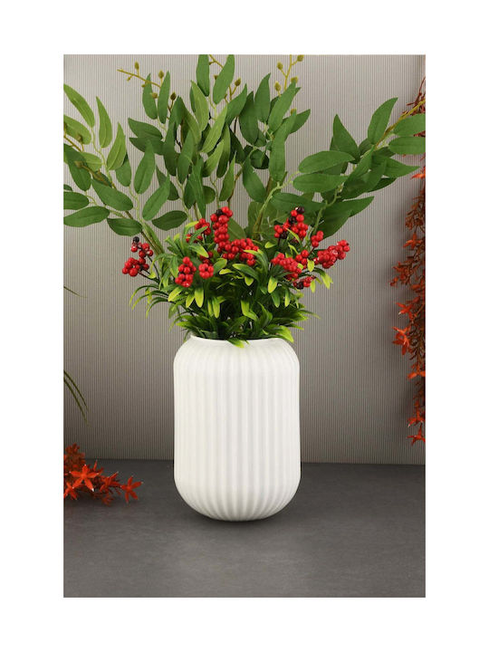 SteweHome Decorative White Glass Vase Y20cm