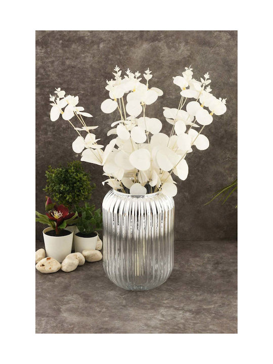 SteweHome Decorative Silver Glass Vase Y20cm