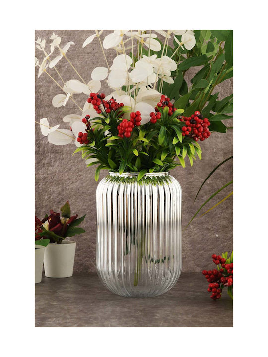 SteweHome Decorative Silver Glass Vase Y20cm