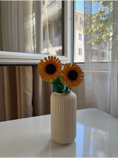 SteweHome Decorative White Plastic Vase Φ15xH15cm