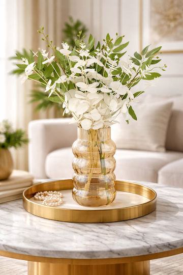 SteweHome Decorative Glass Vase Yellow Φ8xY19cm