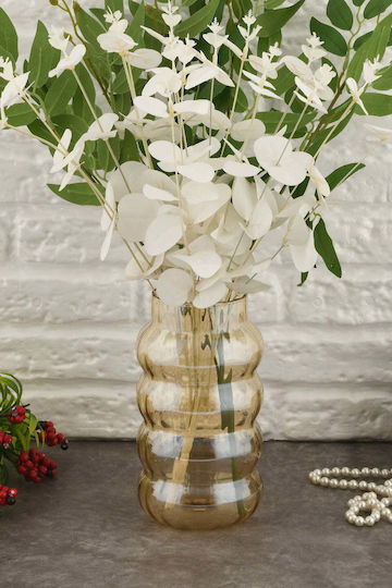 SteweHome Decorative Glass Vase Yellow Φ8xY19cm