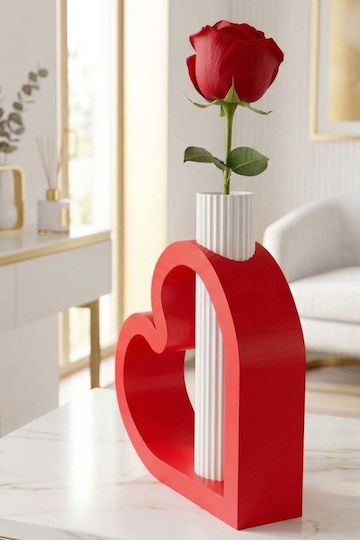 SteweHome Red Plastic Vase