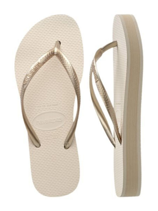 Slim Flatform Damen Zehentrenner in Beige Farbe