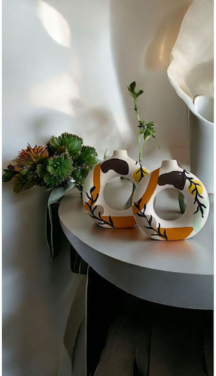 SteweHome Set of Red Ceramic Decorative Vases 17xH19cm 2 Pieces