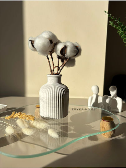 SteweHome Decorative White Stone Vase 7xH10cm