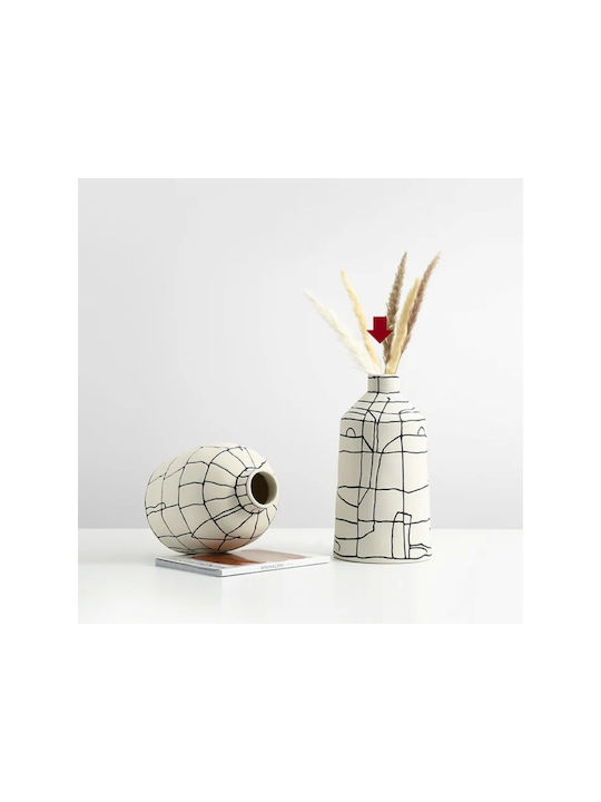 SteweHome Set Decorative White Ceramic Vases H35cm 2 Pieces