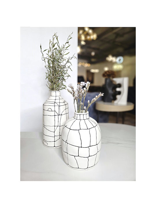 SteweHome Set Decorative White Ceramic Vases H35cm 2 Pieces