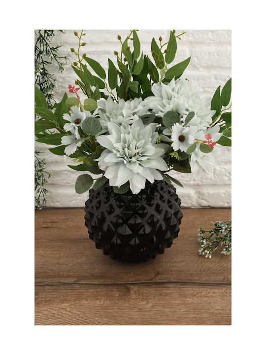 SteweHome Decorative Black Glass Vase H12cm