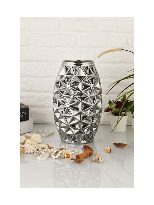 SteweHome Decorative Grey Glass Vase
