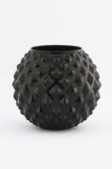 SteweHome Decorative Black Glass Vase H12cm