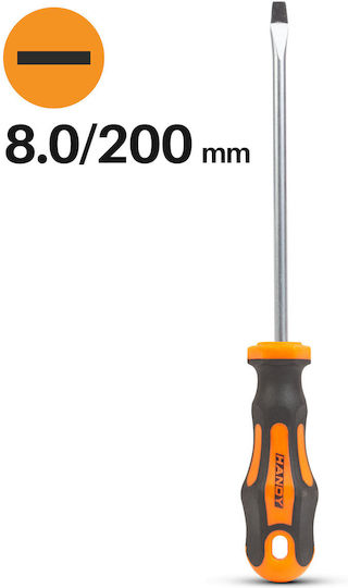 Surubelniță Dreaptă 8 Mm 200 Mm Lamă Crom Vanadiu Mâner Ergonomic Antiderapant