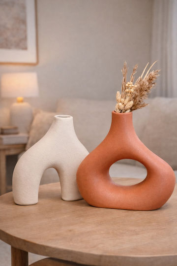 SteweHome Set Ceramic Multicolour Vases 20xH20cm 2 Pieces SteweHome Set Ceramic Multicolour Vases 20xH20cm 2 Pieces
