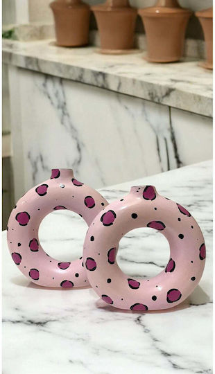 SteweHome Set Ceramic Decorative Vases Pink 17x14xH19cm 2 Pieces