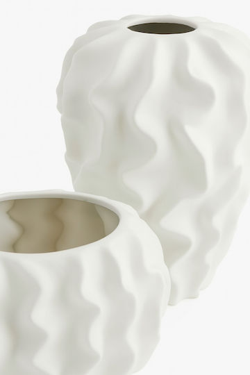 SteweHome Decorative Vase Ceramic White Y30cm