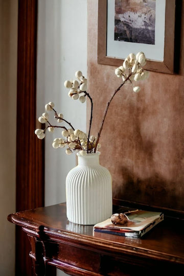 SteweHome Decorative White Concrete Vase