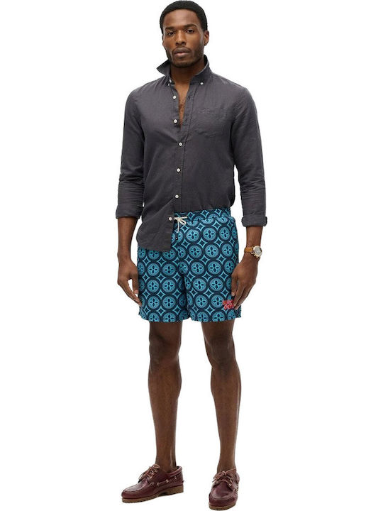 D3 Ovin Men's Swimwear Shorts Blue with Patterns