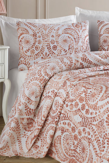 SteweHome Cotton Duvet Cover Set 160x230cm Single With Pillowcase Orange
