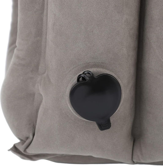 Aufblasbares Reisekopfkissen Samt mit Etui Beige