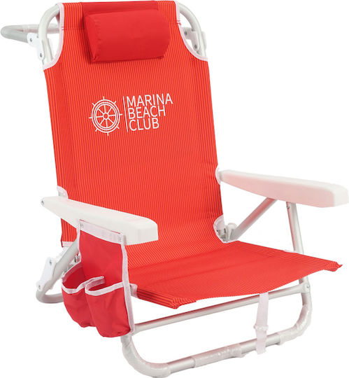 Aluminium Red Beach Chair 64x63x77cm