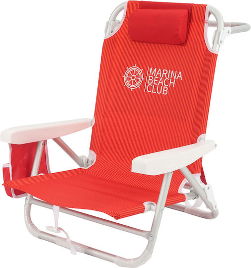 Aluminium Red Beach Chair 64x63x77cm