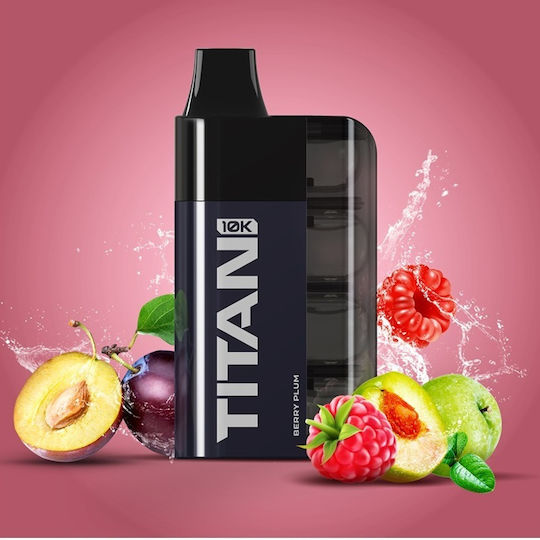 Titan Ηλεκτρονικό Τσιγάρο μιας Χρήσης 10000 Εισπνοών Berry Plum 2ml 20mg Μαύρο