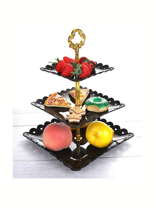 Cake Land Πλαστική Εταζέρα 3 Ορόφων Μαύρη