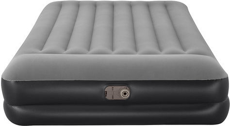 Aufblasbare Camping-Luftmatratze Doppel mit Integrierter Handpumpe 203x152x46cm Grau
